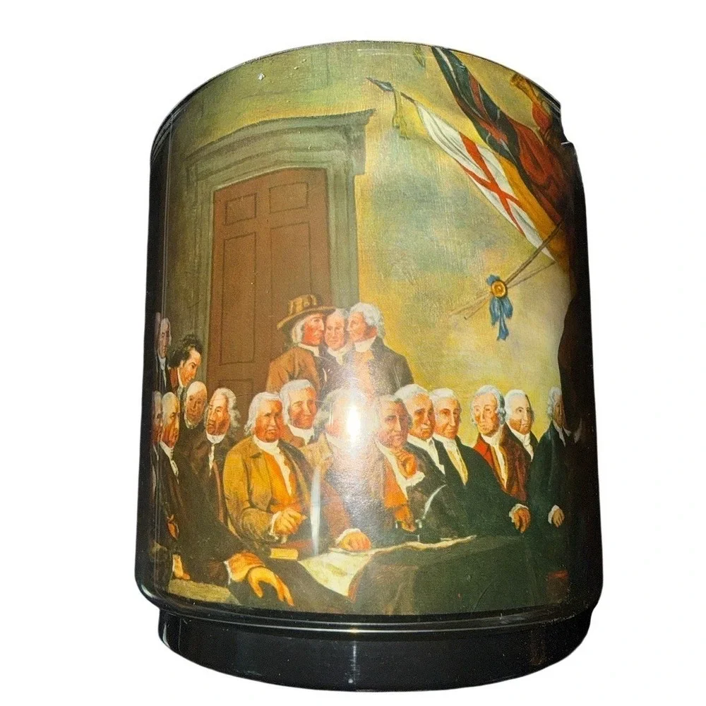Thermo-Serv Vtg 70s Ice Bucket w/ Lid Declaration of Independence Scene 1776